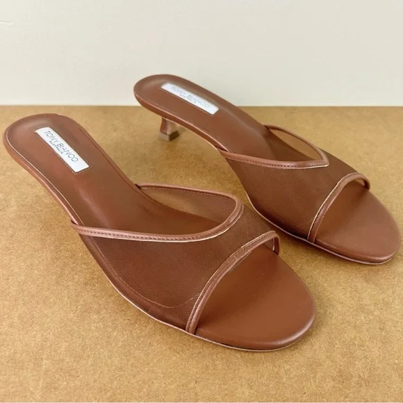 NEW TONY BIANCO REVOLVE BROWN MESH SLIDE SANDALS - Picture 2 of 15